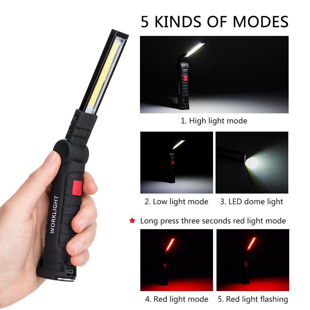 Usb Multi-Function Cob Magnet Auto Repair Work Light Led Red Warning Light Strong Flashlight Repair Work Light Specification drawing