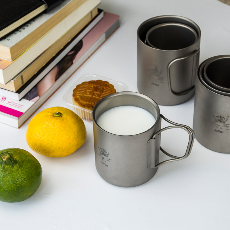 Kangtai Titanium Cup, double-layer pure titanium outdoor titanium water cup, heat-insulating outdoor home travel titanium coffee cup, titanium tea cup Application Scenario