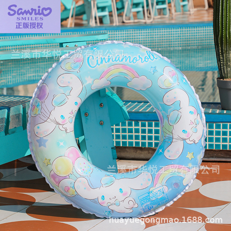 Spot Sanrio Printed Swimming Ring Thickened Environmental Material Kulomi Children Kt Cat Underarm Ring Big Ear Dog Swimming Ring Specification drawing