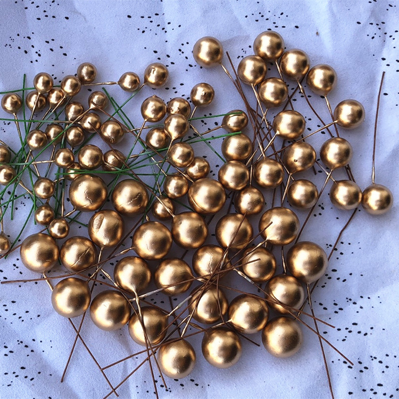 【12 Simulated Foam Berries 】 Gold, Silver, Yellow, Red, Cherry, Pearl Fruit Christmas Accessories (100 pieces) details Picture