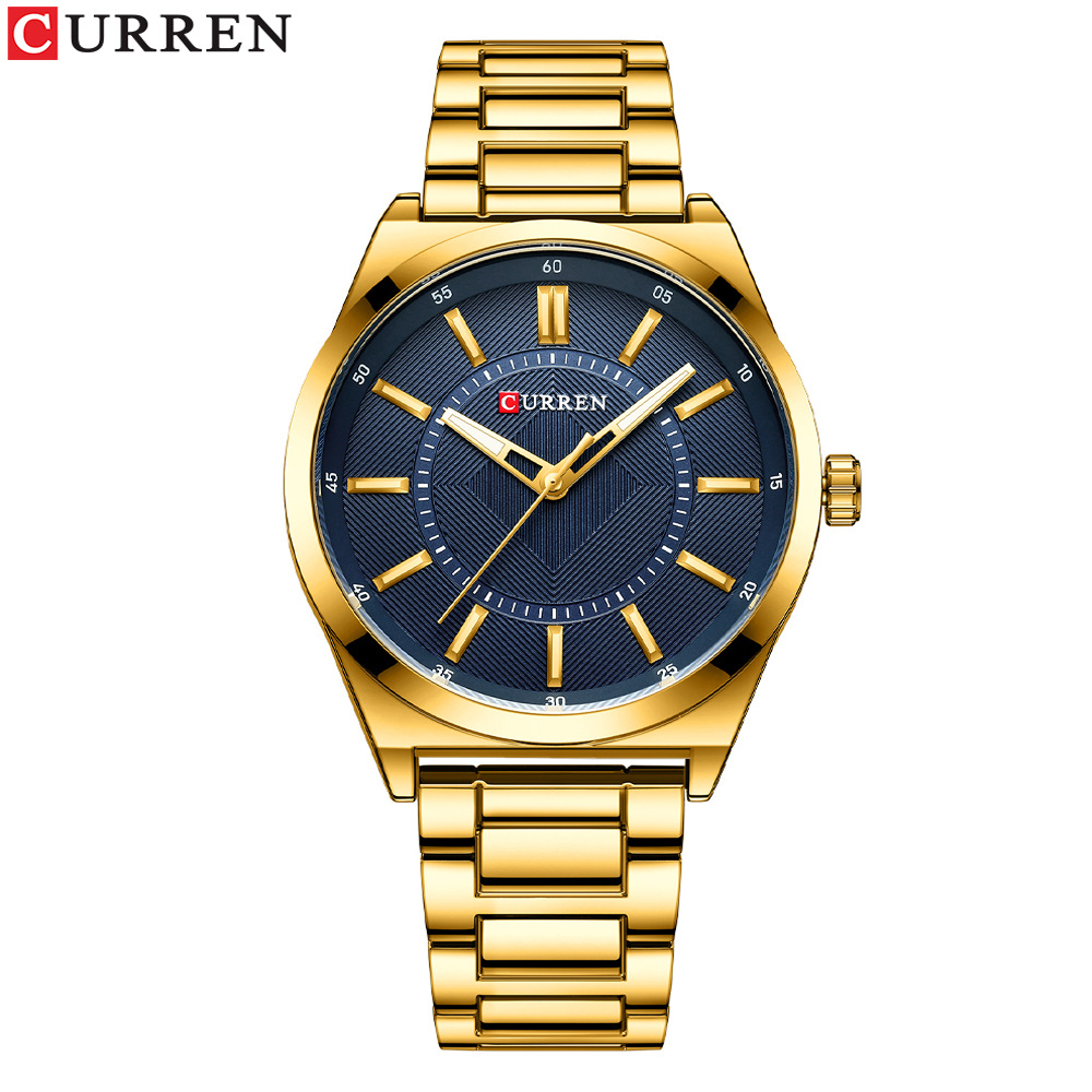 Curren/卡瑞恩8407男士手表 石英表钢带表 时尚商务男表 外贸手表