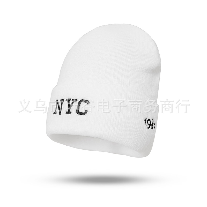 Knitted Hat Autumn And Winter Cold Hat Women's Warm Hat Europe And The United States Street Men's Pullover Hat Nyc Letter Embroidery Hat Tide Specification drawing