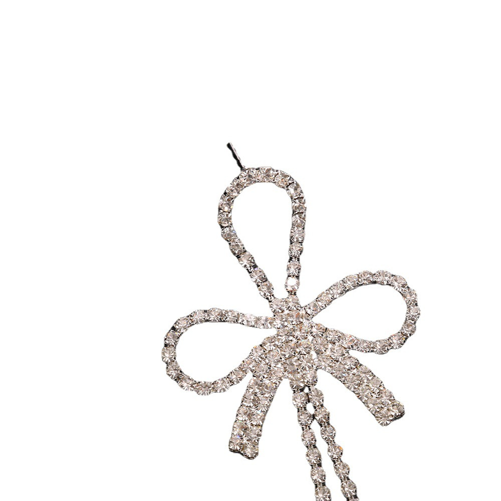 European and American cross-border tassel water diamond butterfly fashionable and individual earrings, exaggerated claw chain diamond-encrusted earrings, claw chain welded accessories Item Picture