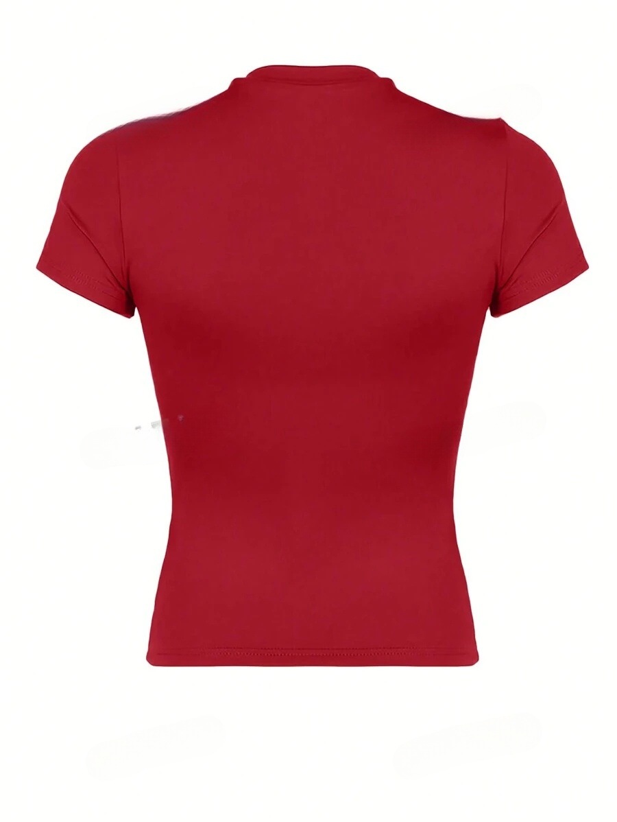 2026 amazon temu hiyin estilo europeo y americano explosión color sólido cuello redondo básico manga corta estilo corto camiseta transfronteriza comercio exterior mujeres pic 6