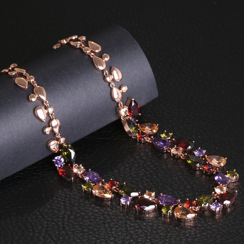 Kashi Europe and America's best-selling women's seven-color zircon necklace, Mona Lisa necklace, export accessories wholesale