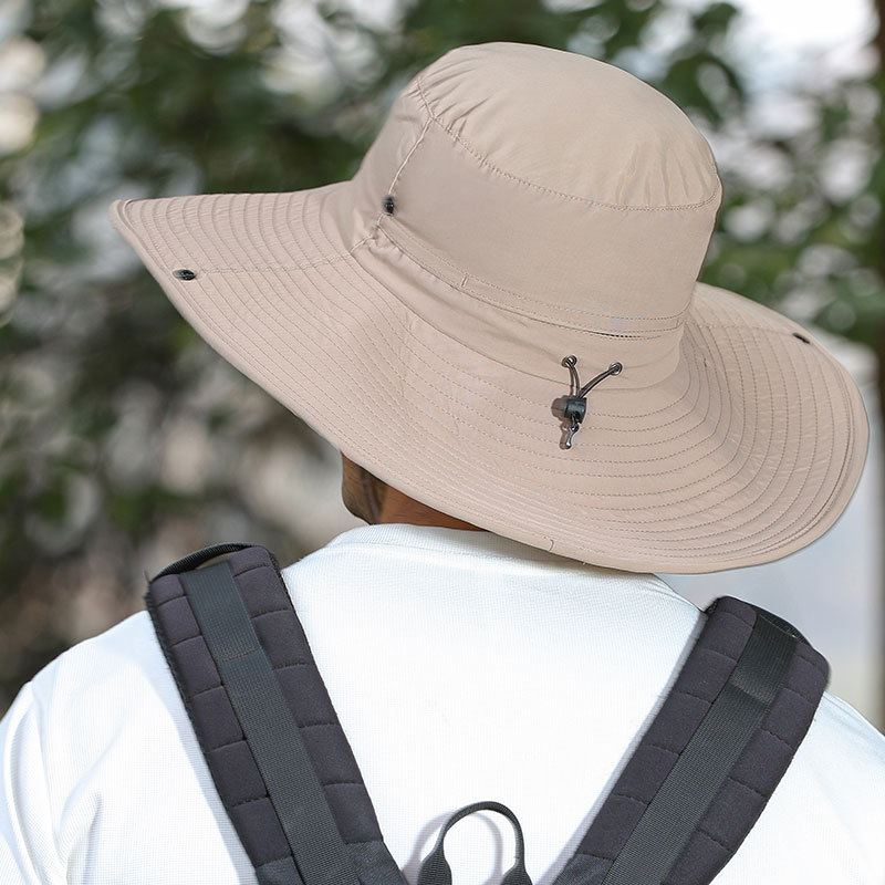 Enlarged brim sun protection hat, men's outdoor face and neck protection hat, fishing hat, mountain logo sun hat, UV protection hat Specification image