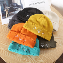 P13 Woolen hat female Japanese net celebrity do old broken hole knitted cap Korean version of student couple warm so sweet potato hat
