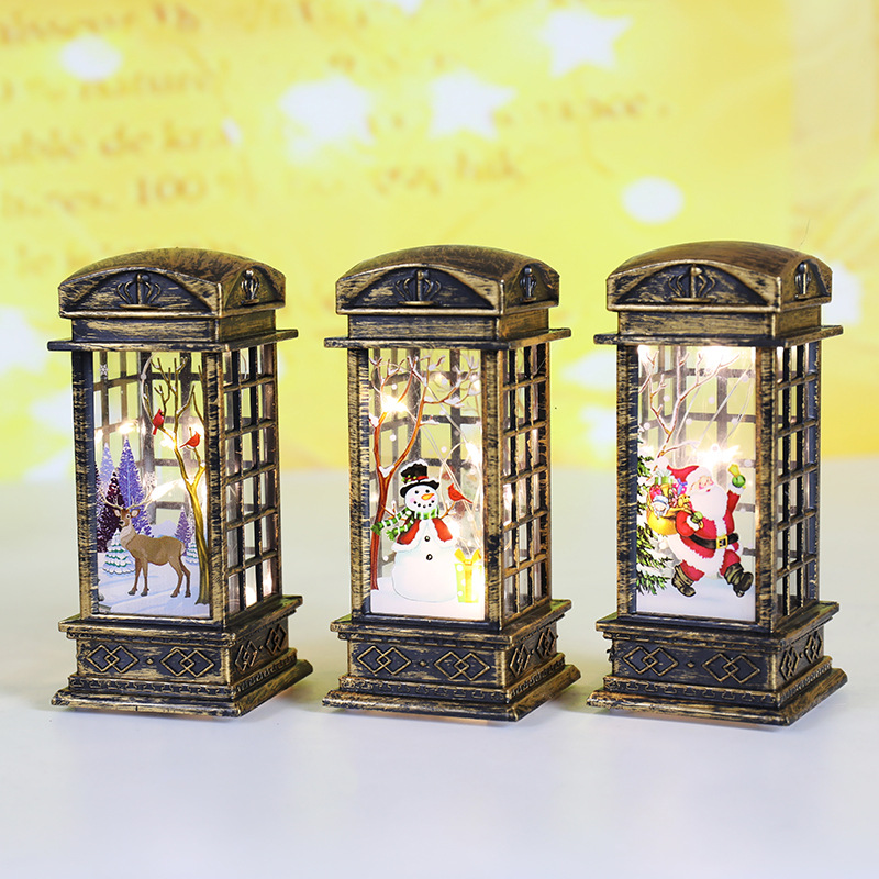Multiple retro phone booth night lights together