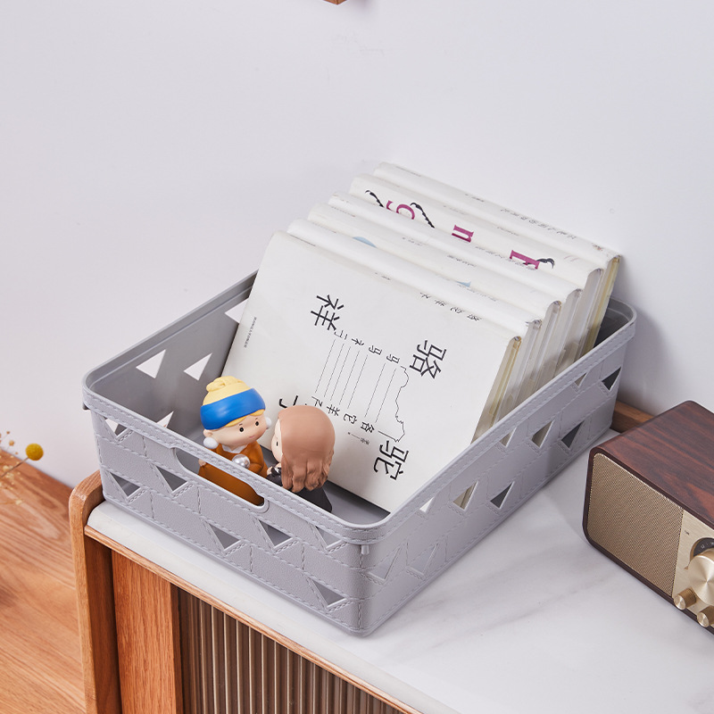 Japanese Office File Storage Basket Plastic Pp Pure Color Can Be Stacked Storage Basket Kindergarten Toy Storage Basket Specification drawing