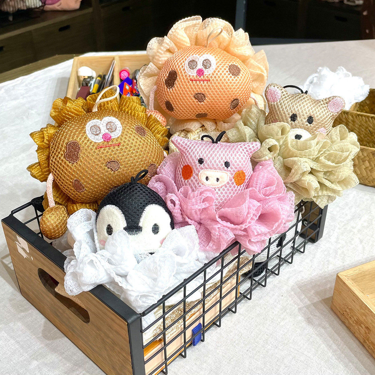 Pig Sister Bath Flower Cartoon Cute Not Loose Foaming Bath Flower Ball Exfoliating Bath Bath Home Bath Bath Ball Specification drawing