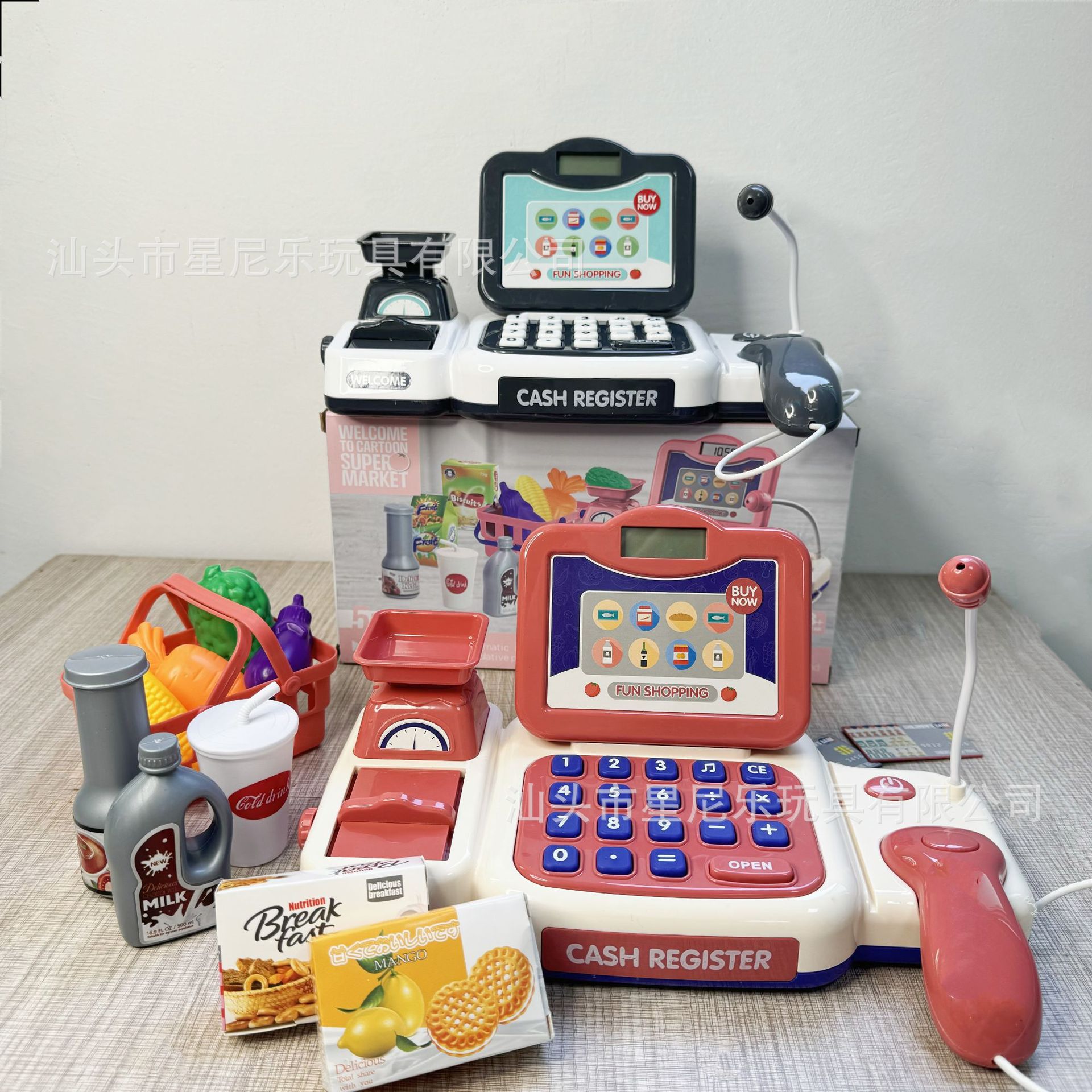 Factory-customized children's simulation cash register toy, baby intelligence multi-functional supermarket shopping cash register set batch