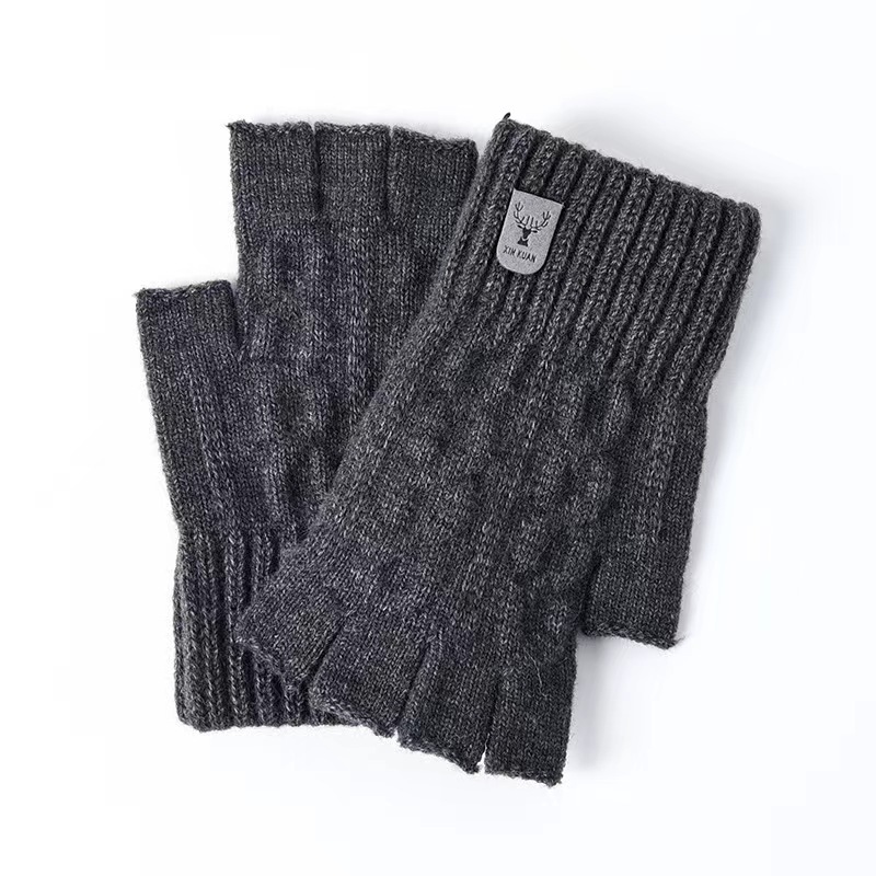 Winter warm knitted cold-proof gloves for men and women, couples, half-finger writing, autumn and winter student gloves manufacturer wholesale details Picture