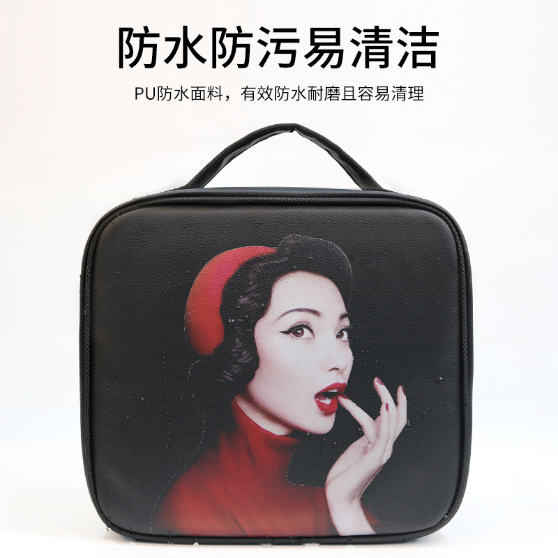 Pu Waterproof Makeup Bag 2023 New Large Capacity Makeup Box Portable Portable Storage Bag Cross-Border New Wholesale Application Scenario