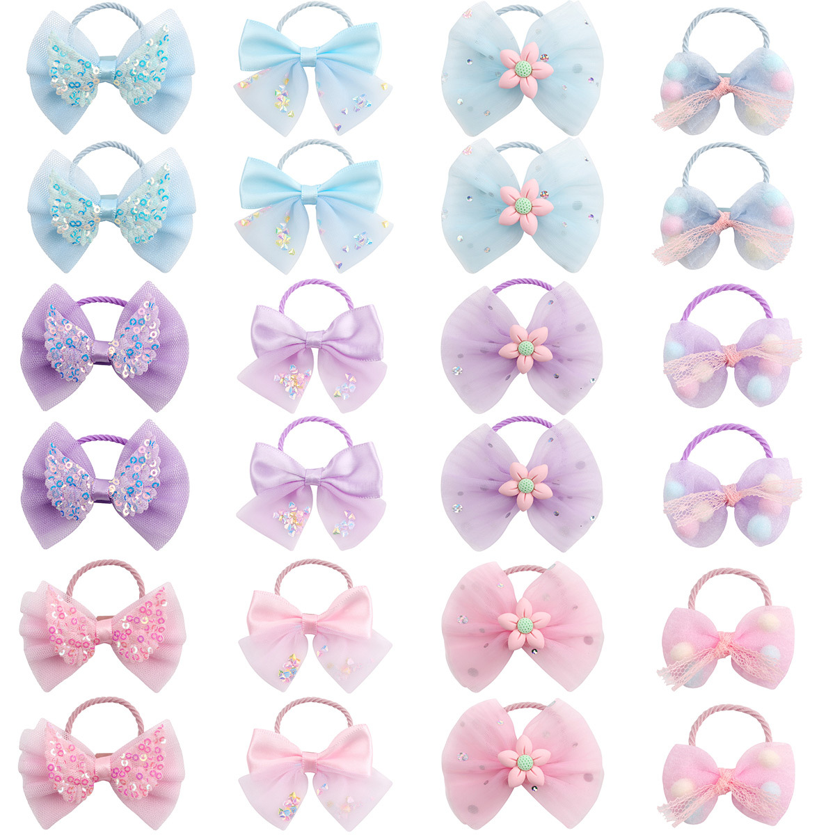 Korean Fabric Bow Children's Hair Band Cute Girl Lace Mesh Hair Accessories New Little Girl Head Rope Band Item Picture