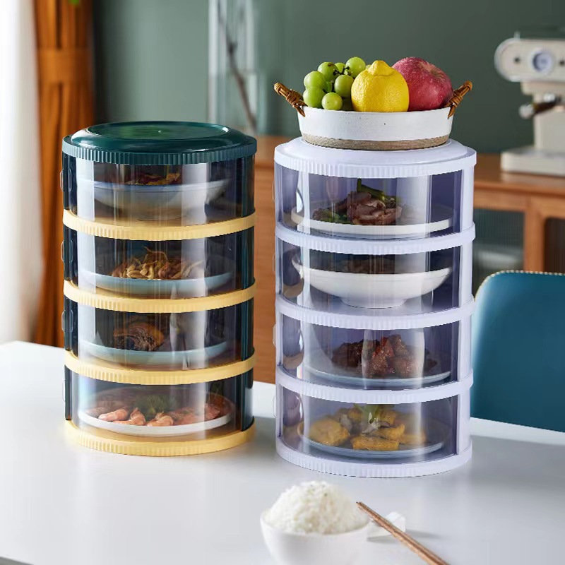 Folding vegetable cover, kitchen mosquito and fly-proof rice bowl, sliding door transparent leftover food cover, household rice bowl dust-proof food cover for heat preservation details Picture