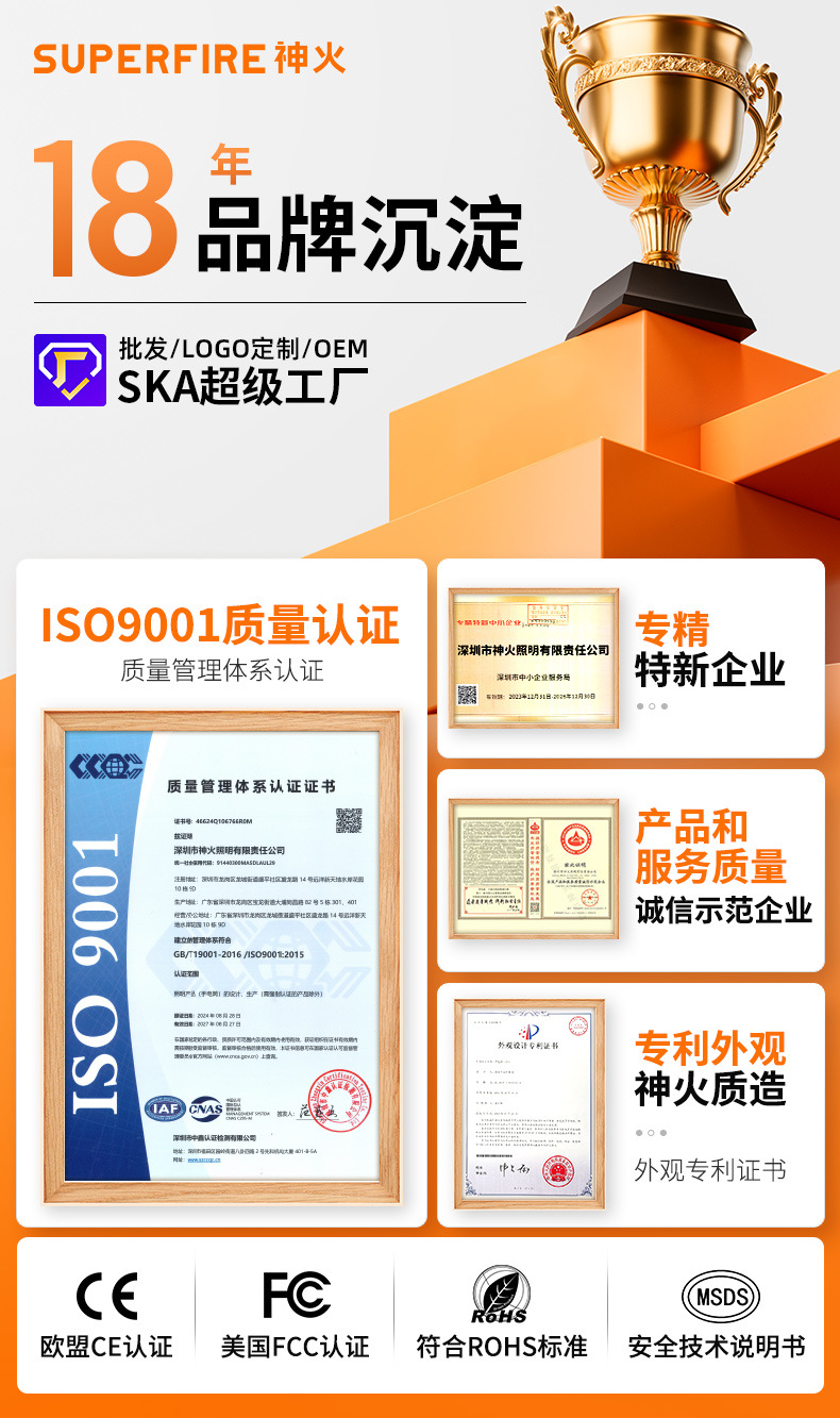 神火手电筒防汛强光手握式电筒充电家用宾馆工作长续航爆亮手电L6详情1