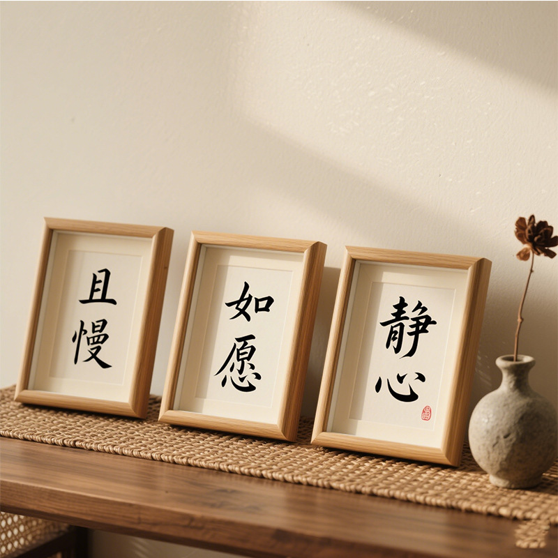 Wooden photo frame display stands, 5-inch to 678-inch a4 photo frames, calligraphy and painting work frames, empty frame ornaments, factory wholesale Specification image