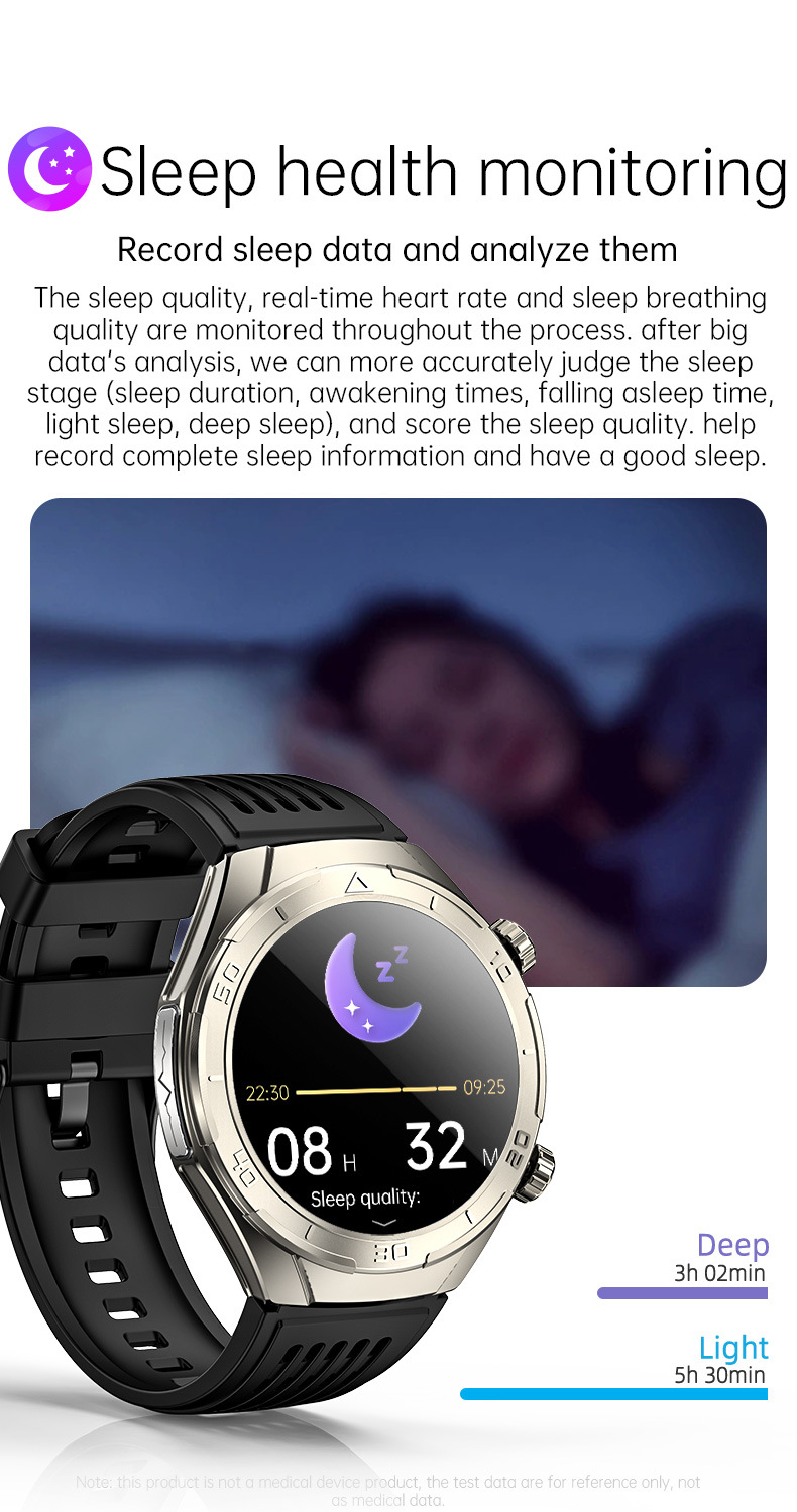 1.6inch金属CES睡眠心率血压血氧HRV压力尿酸血糖ECG心电通话手表详情27