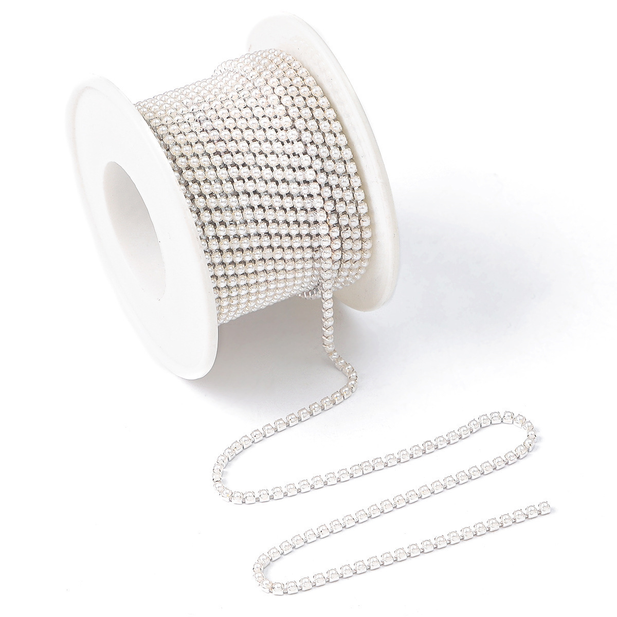 2MM- 6MB A color encrypted pearl claw chain, water diamond gold and silver bottom claw diamond chain, mobile phone sticker diamond chain, diy wholesale Item Picture