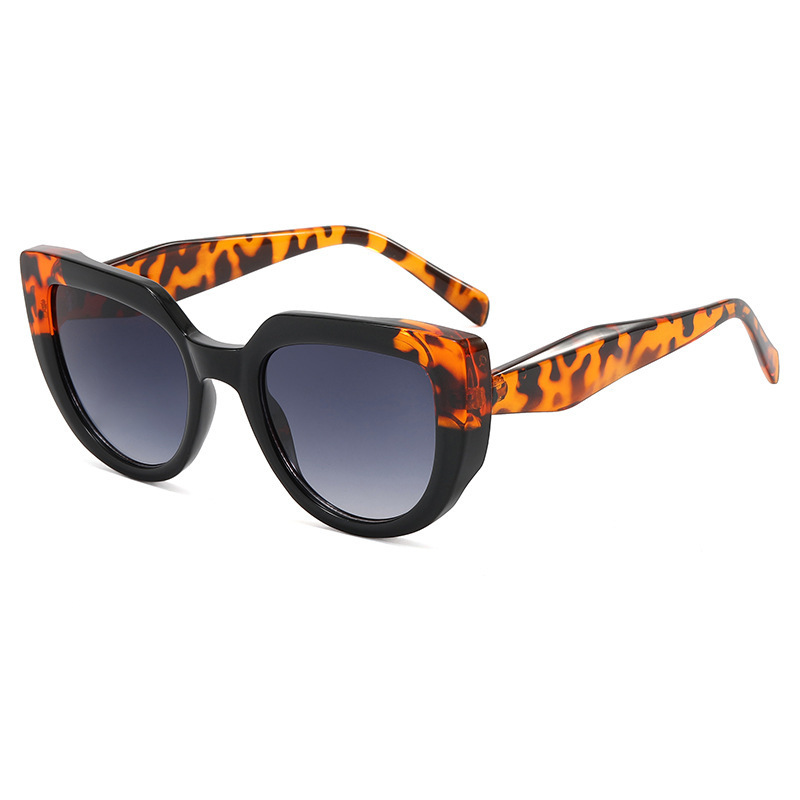 Leopard print personalized color-matching sunglasses 2023 new style European and American fashion cat-eye large frame versatile sunglasses for women details Picture