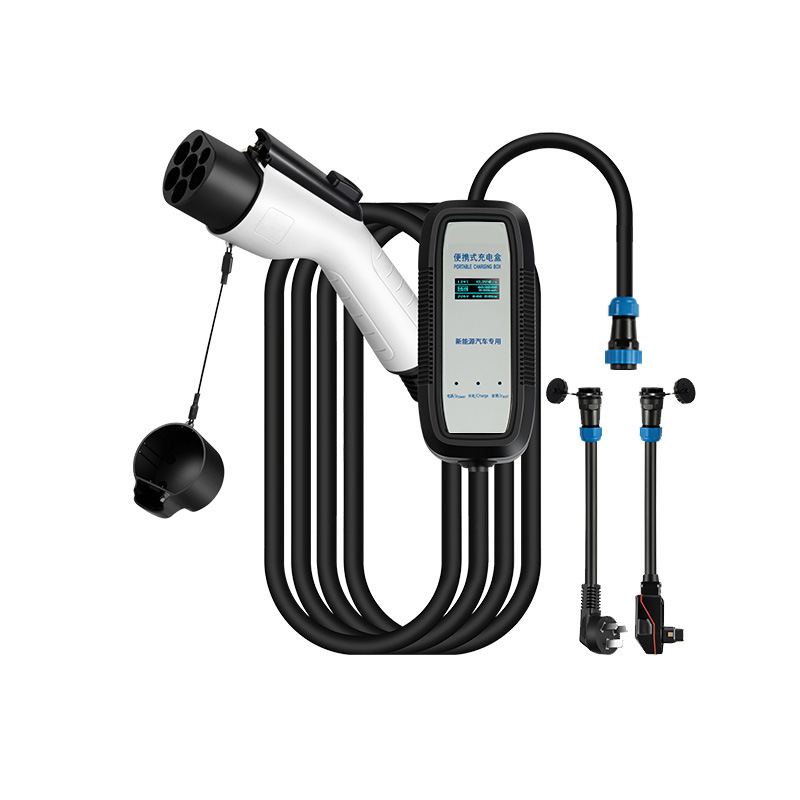 A new dual-purpose 16A/32A portable LCD display charging gun for new energy electric vehicles Item Picture