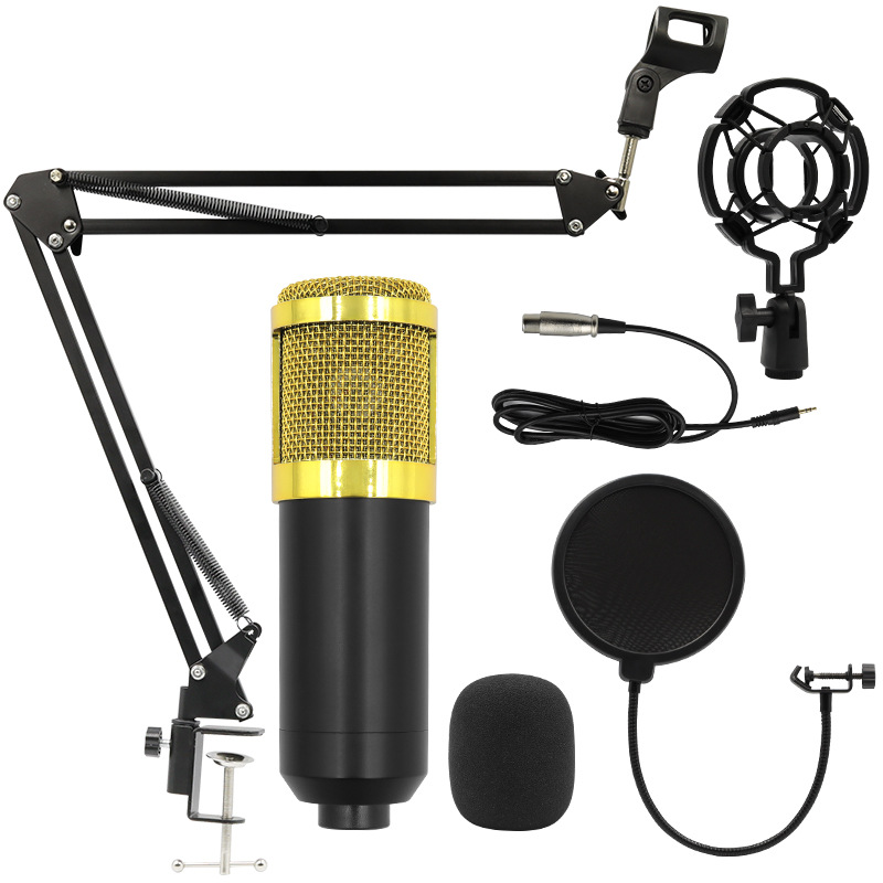 Cross-border BM800 condenser microphone, V8 mobile phone English sound card, computer usb cantilever stand live streaming set Item Picture
