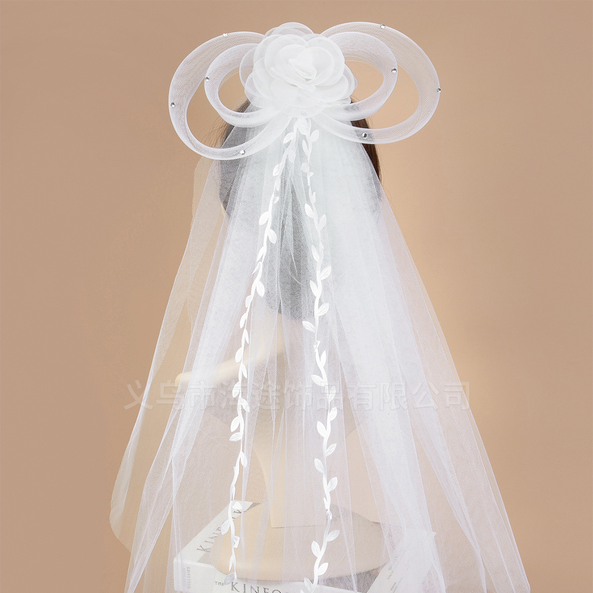 韩式新娘婚纱头纱2021年网纱花朵超仙网红拍照森系头纱度假厂家