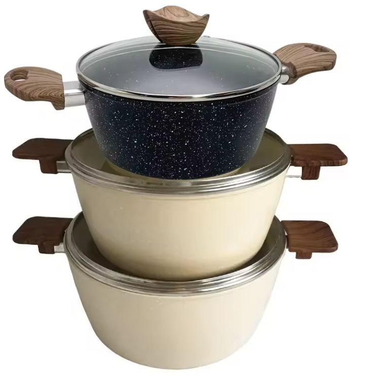 Cooking Big Emperor Pan Household Xj33bt Double Ear Soup Pot Set With Cover Non-Stick Frying Pan Instant Noodles Breakfast Fried Egg Auxiliary Food Pan Application Scenario