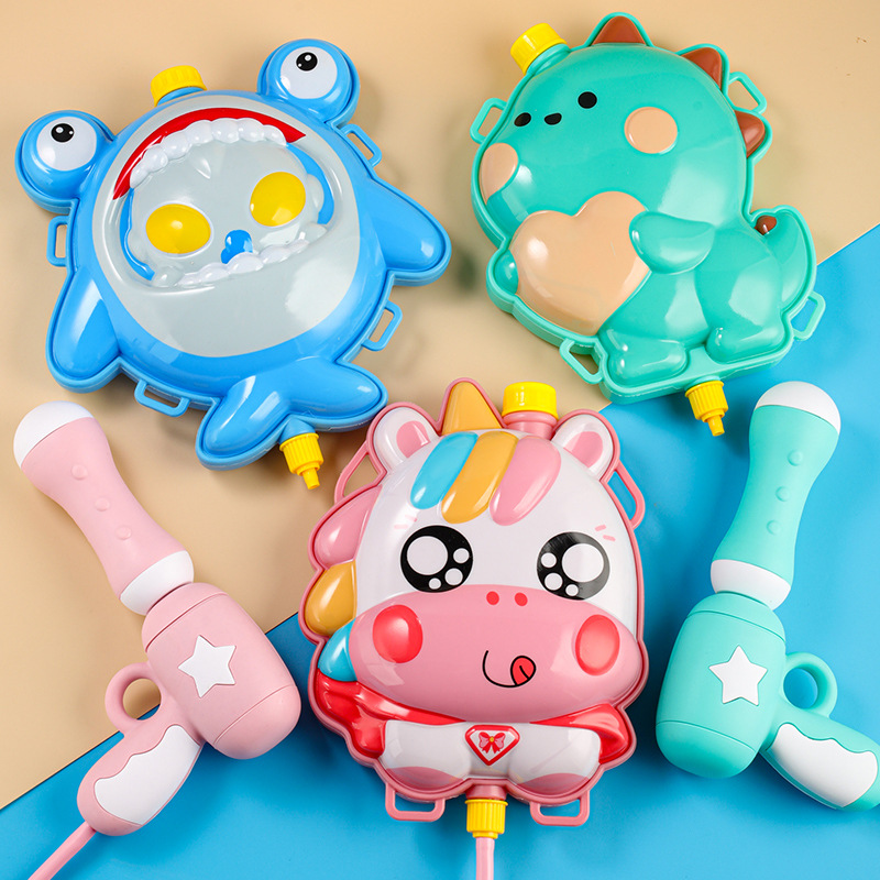 网红儿童背包水枪玩具大容量抽拉式泚洒水枪男女孩海边戏水打水仗