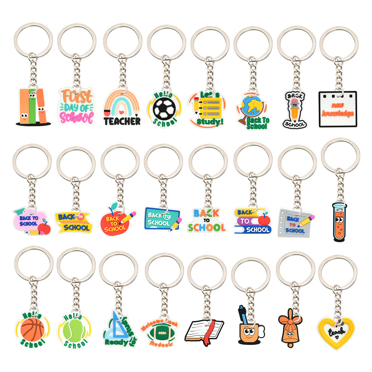 卡通返校季钥匙圈钥匙链配件创意礼品可爱diy书包挂件精美钥匙扣