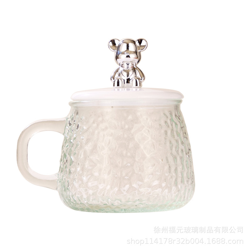 Creative Couple Glass Cup Ice Tea Cup Home Flower Tea Cup Pyrex Hammer Pattern Cup Ins Wholesale Item Picture