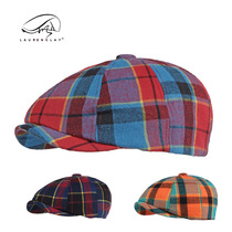 Foreign trade Korean version of the new classic plaid beret from the female British retro art photography octagon painter hat man
