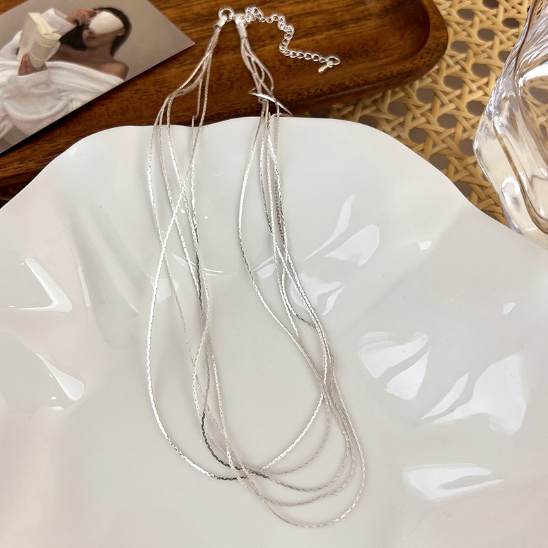 Galaxy Fall ~ Simple multi-layer fine chain snake bone chain women's Instagram cool style accessory fashion Personality collarbone chain trend Item Picture