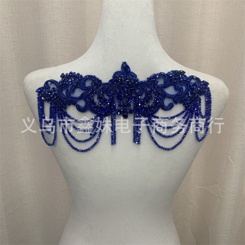 High-end fashion trend, handcrafted beaded, rhinestone, tassel, lace applique, DIY handcrafted evening gowns, wedding dresses, clothing and accessories details Picture