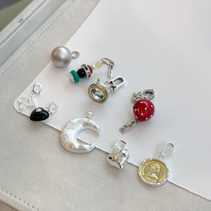 925 sterling silver pendant set, simple handcrafted DIY design, fashionable necklace, suitable for both men and women, semi-finished product wholesale Specification image