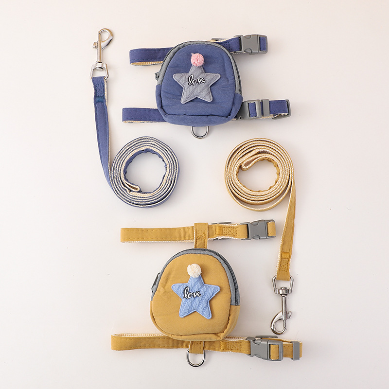 Cat leash, dog chest and back strap, vest style anti-breakaway dog leash for walking outside, cute teddy snack bag Specification image