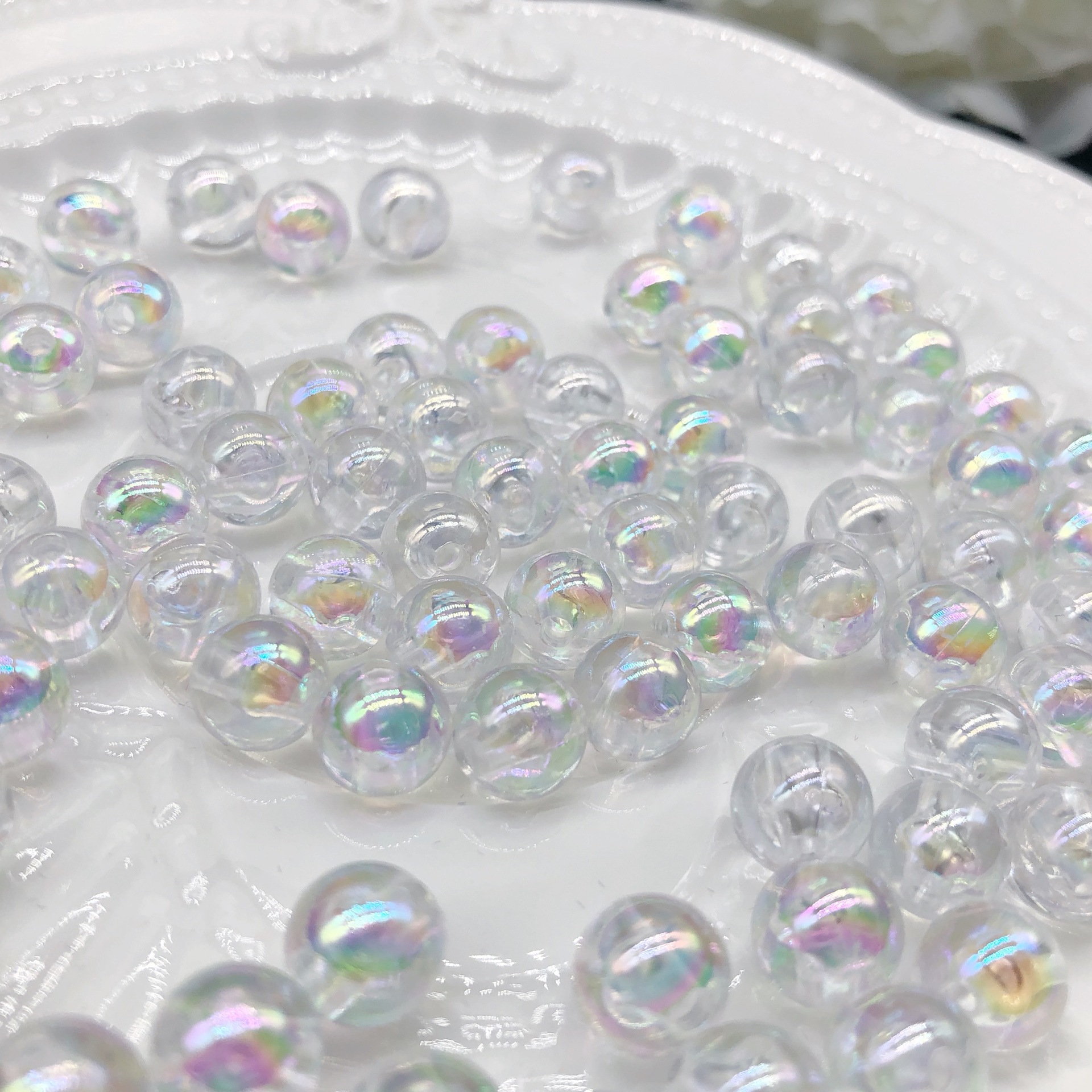 Laser Magic 8Mm Round Bead Diy Bracelet String Accessories Ab Beaded Loose Bead Headdress Earring Material