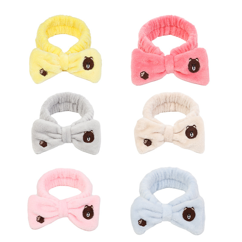 New Soft Cute Bear Headband Japan And South Korea Sweet Pure Color Household Ladies Face Makeup Headband Accessories Item Picture