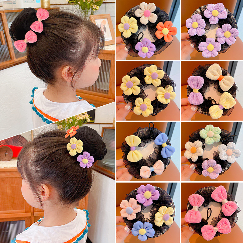 Children Dance Special Hairnet Girl Ball Hair Tray Hair Band Headwear 2023 New Net Head Flower Jewelry