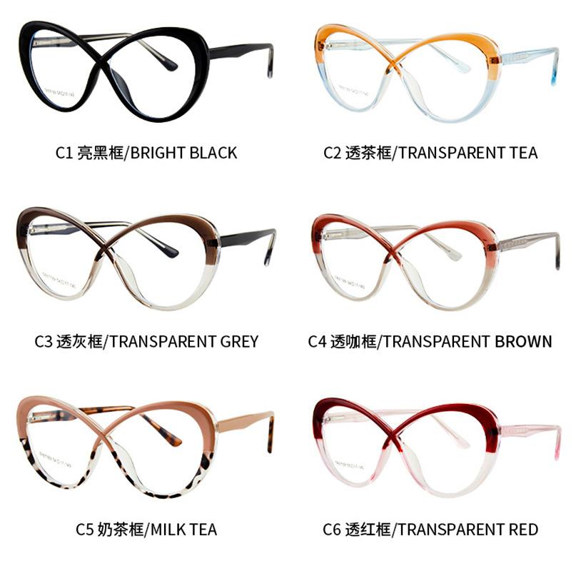 87189 TR90圆形板材眼镜框 时尚眼镜架 拼色防蓝光眼镜电脑眼镜框详情图4