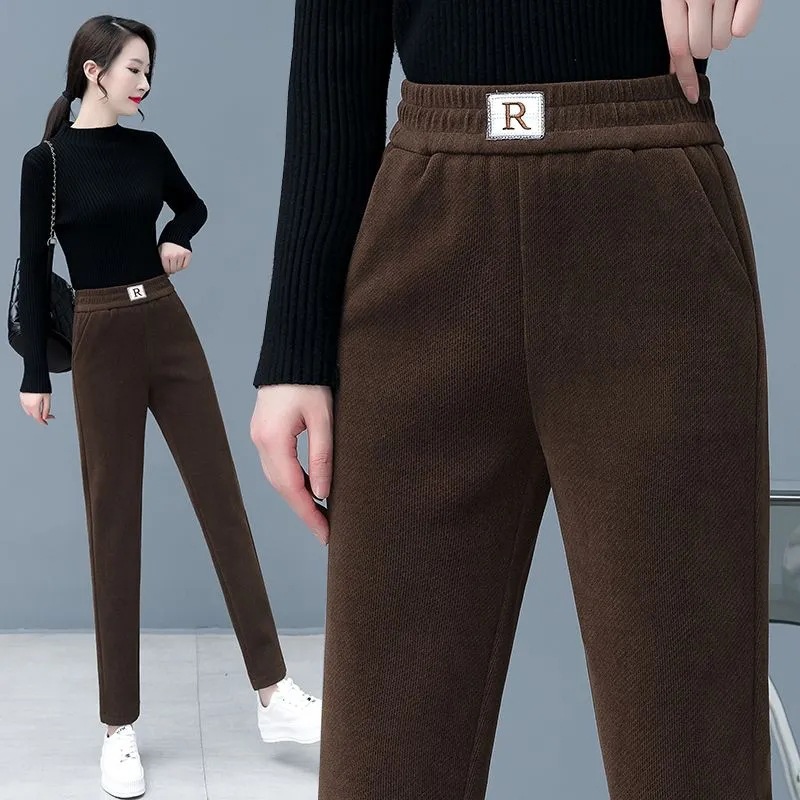 R-label autumn edition Harun pants, high-waisted, thickened, loose, tight-fitting, warm, slimming, versatile, youthful, large-sized casual women's wear details Picture