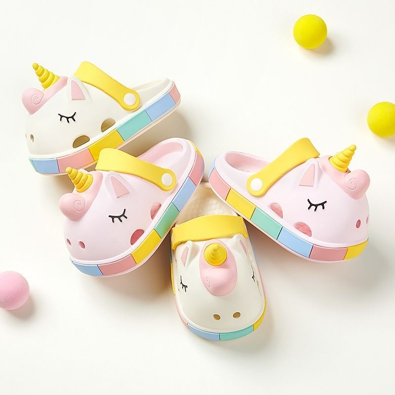 Wholesale of Crocs, little unicorn beach, cute and happy Mari children's summer anti-slip kids' slippers details Picture