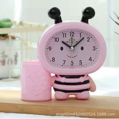 Alarm Clock Innovative Creative Male And Female Students Pencil Holder Bee Alarm Clock Bedside Children Cartoon Fashion Cute Fashion Clock details Picture