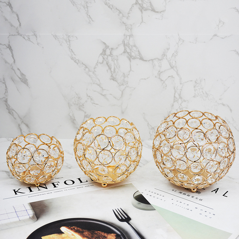Cross-Border European Crystal Ball Candlestick Vase Road Lead Ball Candlestick Wedding Candlestick Props Candlelight Dinner Decoration details Picture
