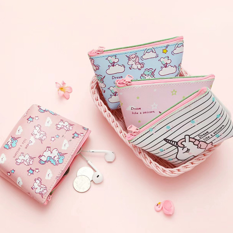 女生独角兽零钱包卫生棉收纳袋随身手拿防水旅行便携硬币包钥匙包