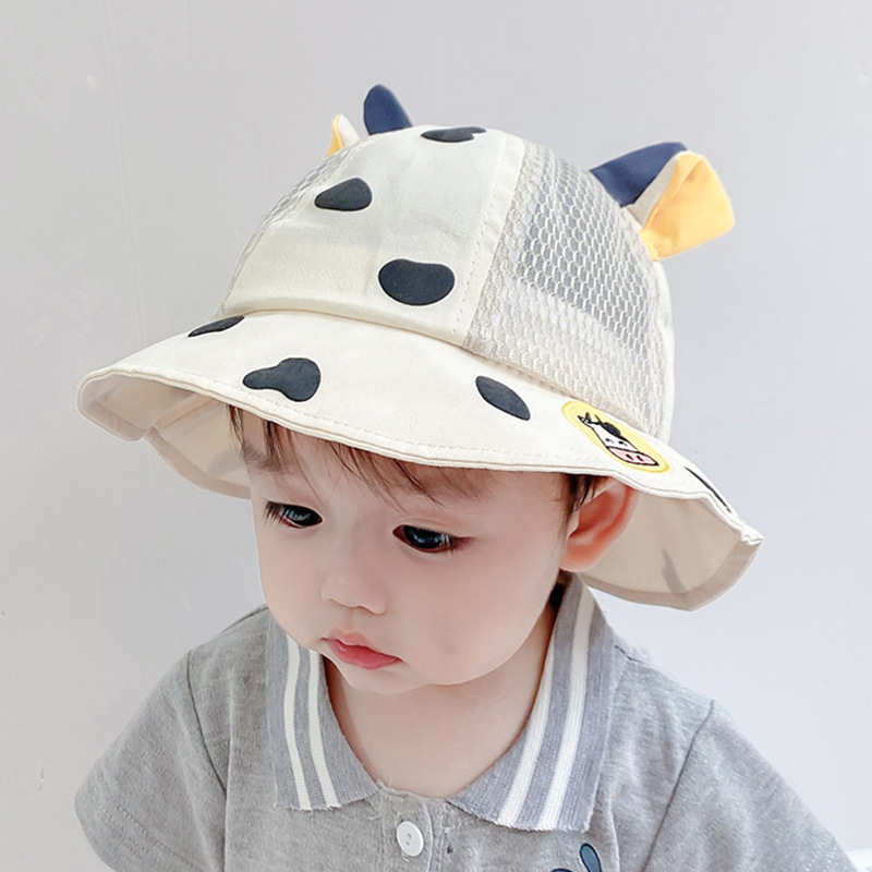 Baby hats for spring, autumn and summer: Korean style cow basin hats for boys and girls, super cute fisherman hats for sun protection details Picture