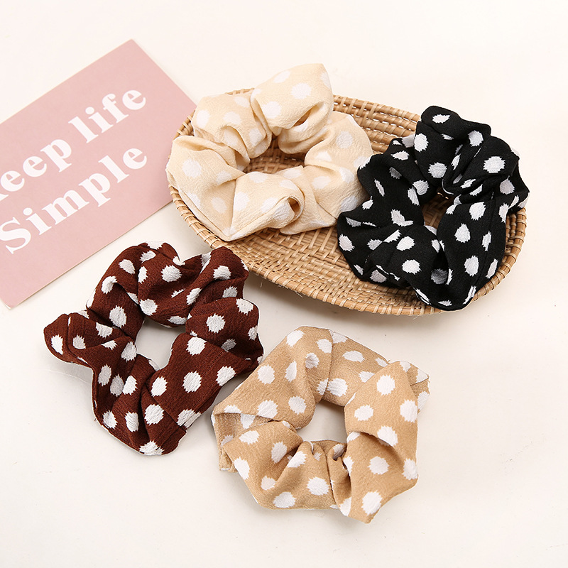South Korea Dongdaemun Simple Fabric Headband Temperament Polka Dot Large Hair Band Fashion Ball Head Rope Girl Hair Accessories