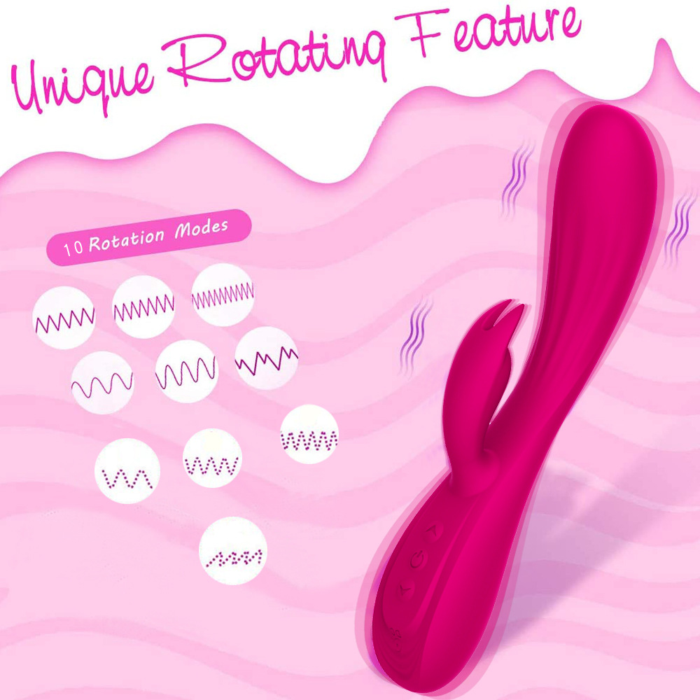 Fully rubber-coated rabbit vibrator, USB charging, 10-frequency dual-motor adult sex toy details Picture