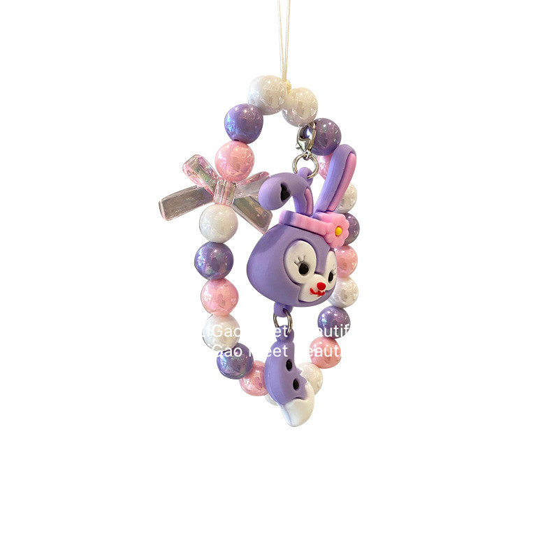 Cute Purple Rabbit Mobile Phone Chain Girl Round Beaded Beaded Anti-Loss Mobile Phone Case Pendant Diy Jewelry Spot Wholesale Item Picture