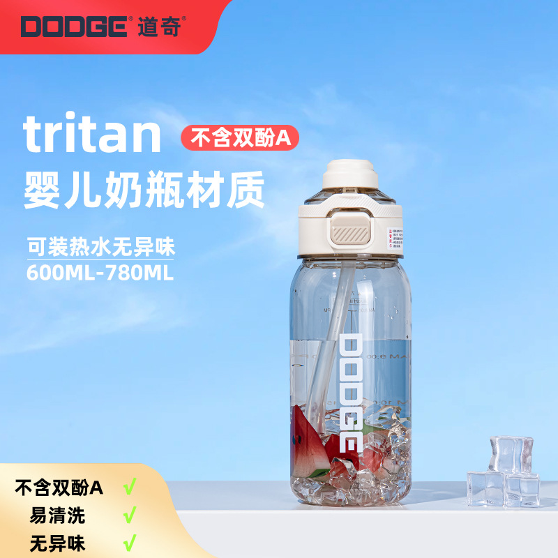 希乐道奇大容量双饮户外运动学生便携手提水杯办公车载吸管塑料杯